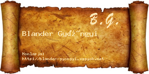 Blander Gyöngyi névjegykártya
